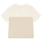 Boys Ivory & Beige Cotton T-Shirt, 2, hi-res