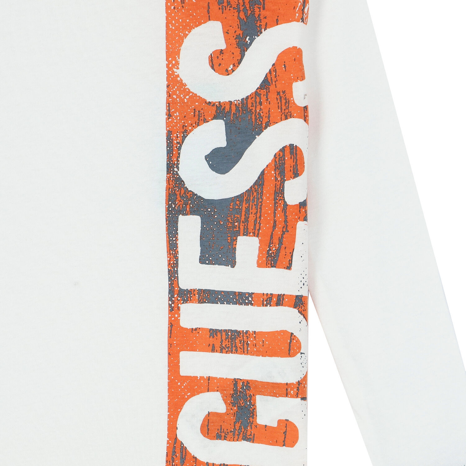 Boys White Logo Long Sleeve Top, 3, hi-res