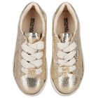Girls Gold & Ivory Logo Trainers, 1, hi-res