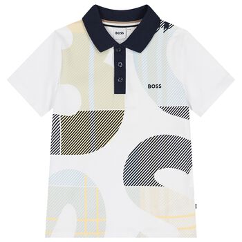 Boys White Logo Polo Shirt