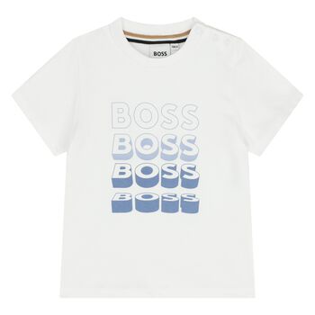 Younger Boys White Logo T-Shirt