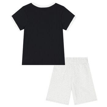 Boys Black & Grey Shorts Set