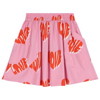 Girls Pink Heart Skirt