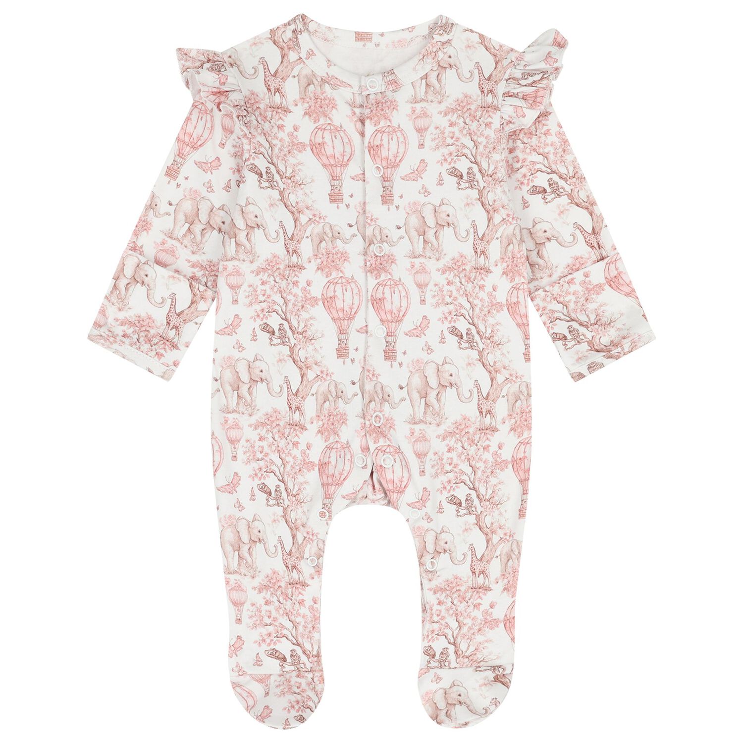 Baby Girls White & Pink Africa Babygrow Gift Set, 1, hi-res