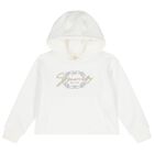 Girls Ivory Logo Hooded Top, 1, hi-res