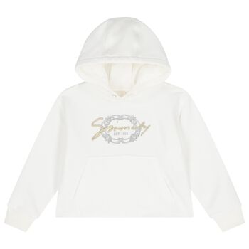 Girls Ivory Logo Hooded Top