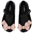 Girls Black & Pink Bow Jelly Shoes, 3, hi-res