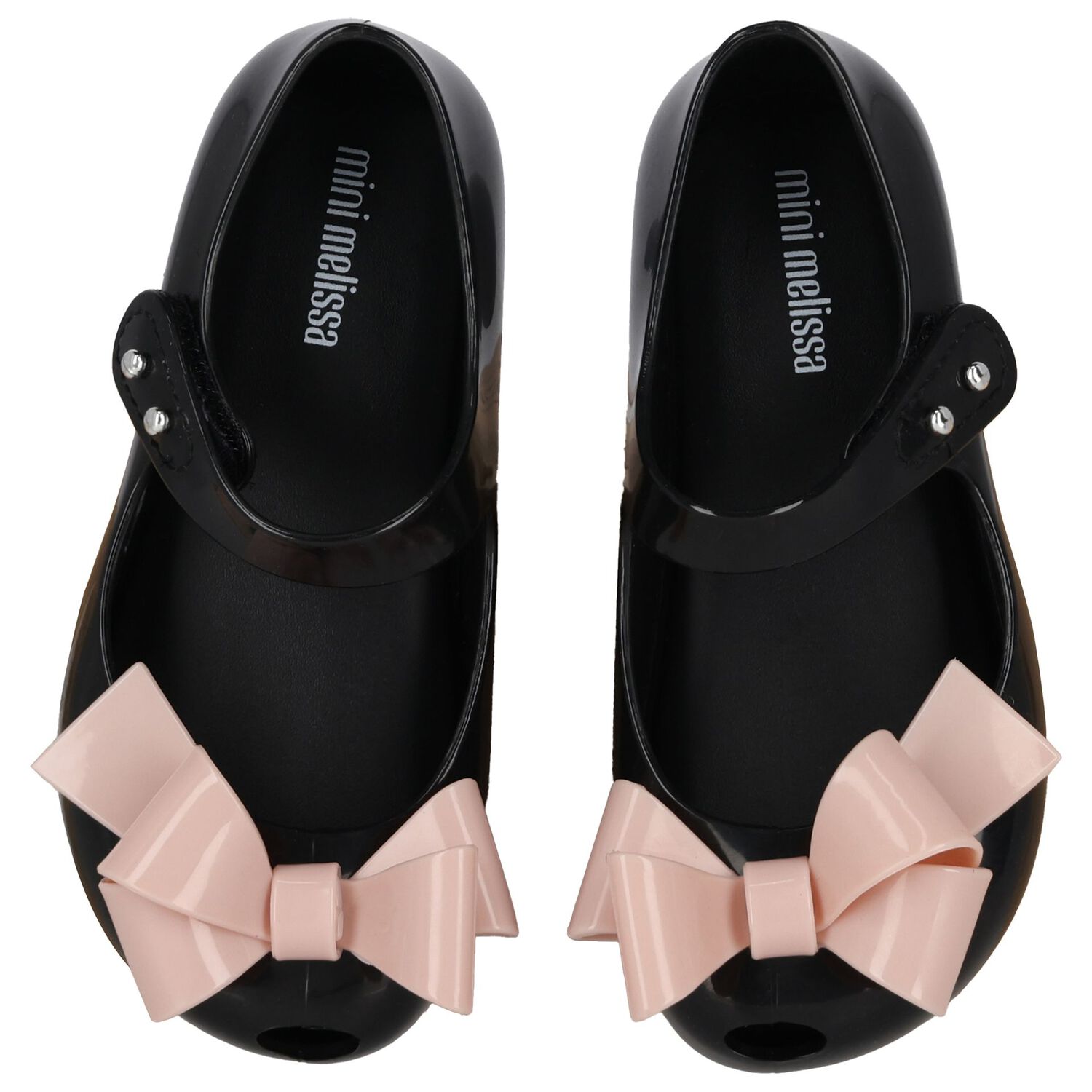 Girls Black & Pink Bow Jelly Shoes, 3, hi-res image number null