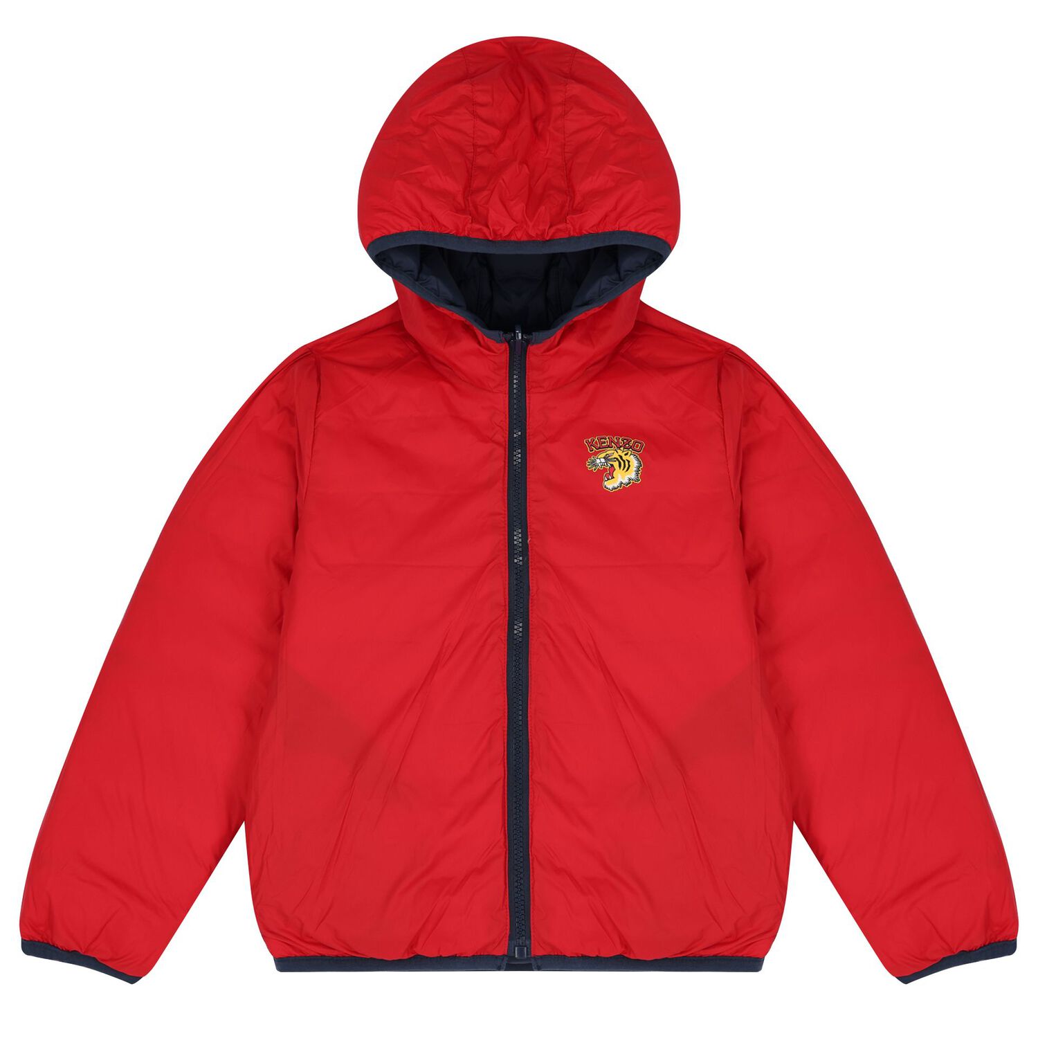 Navy Blue & Red Logo Reversible Puffer Jacket, 1, hi-res image number null