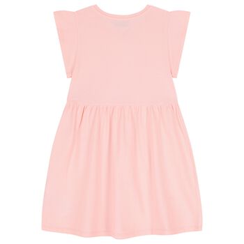 Girls Pink Teddy Bear & Flowers Dress
