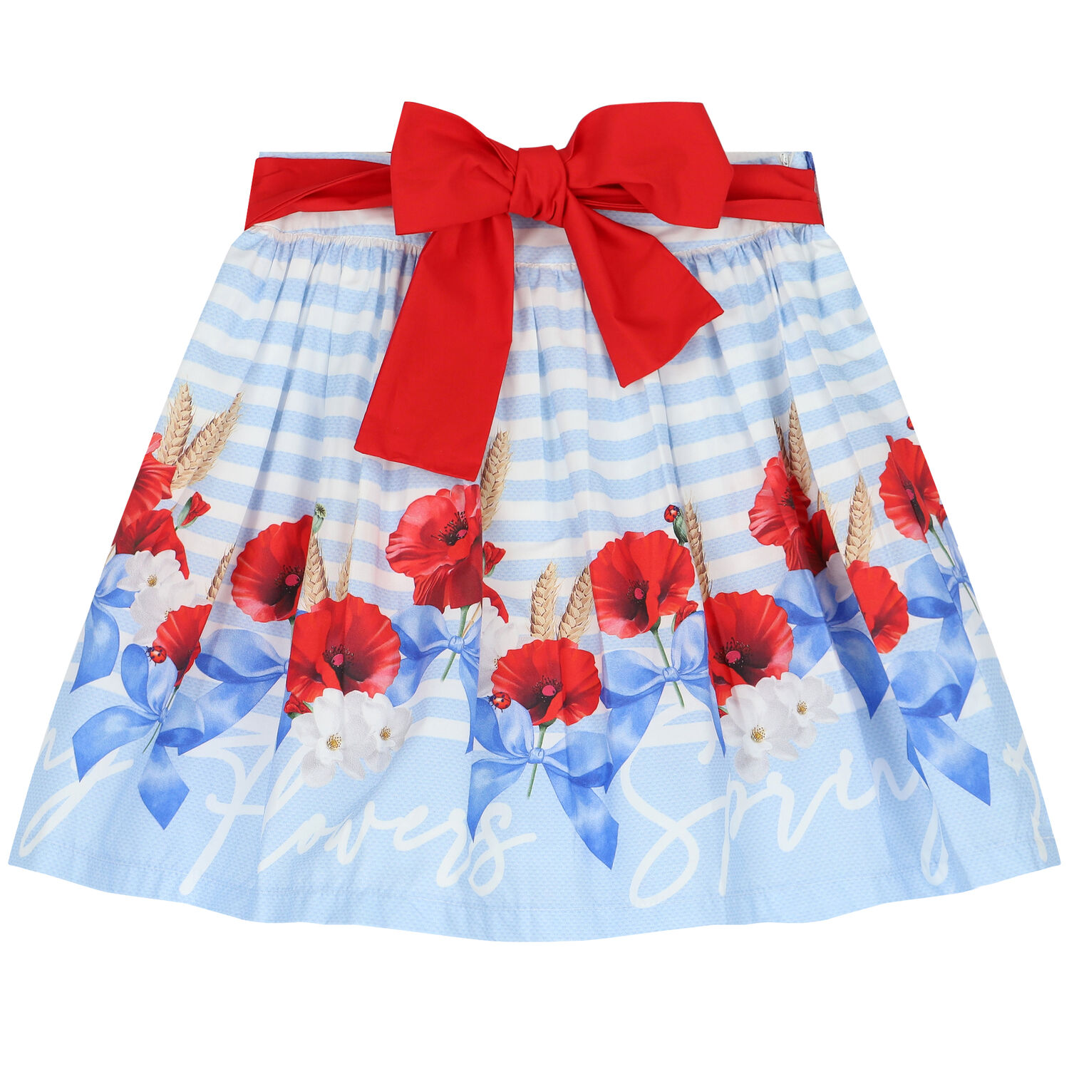 Girls Ivory & Blue Floral Skirt Set, 1, hi-res image number null