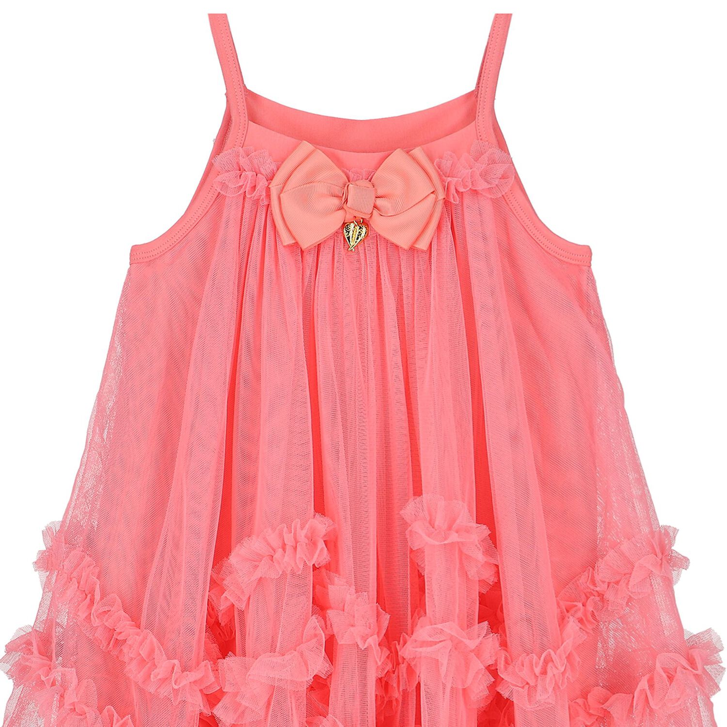 Girls Coral Tulle Dress, 1, hi-res