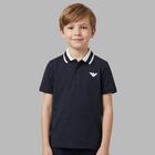 Boys Navy Blue Logo Polo Shirt , 1, hi-res