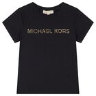 Girls Black Logo T-Shirt, 1, hi-res
