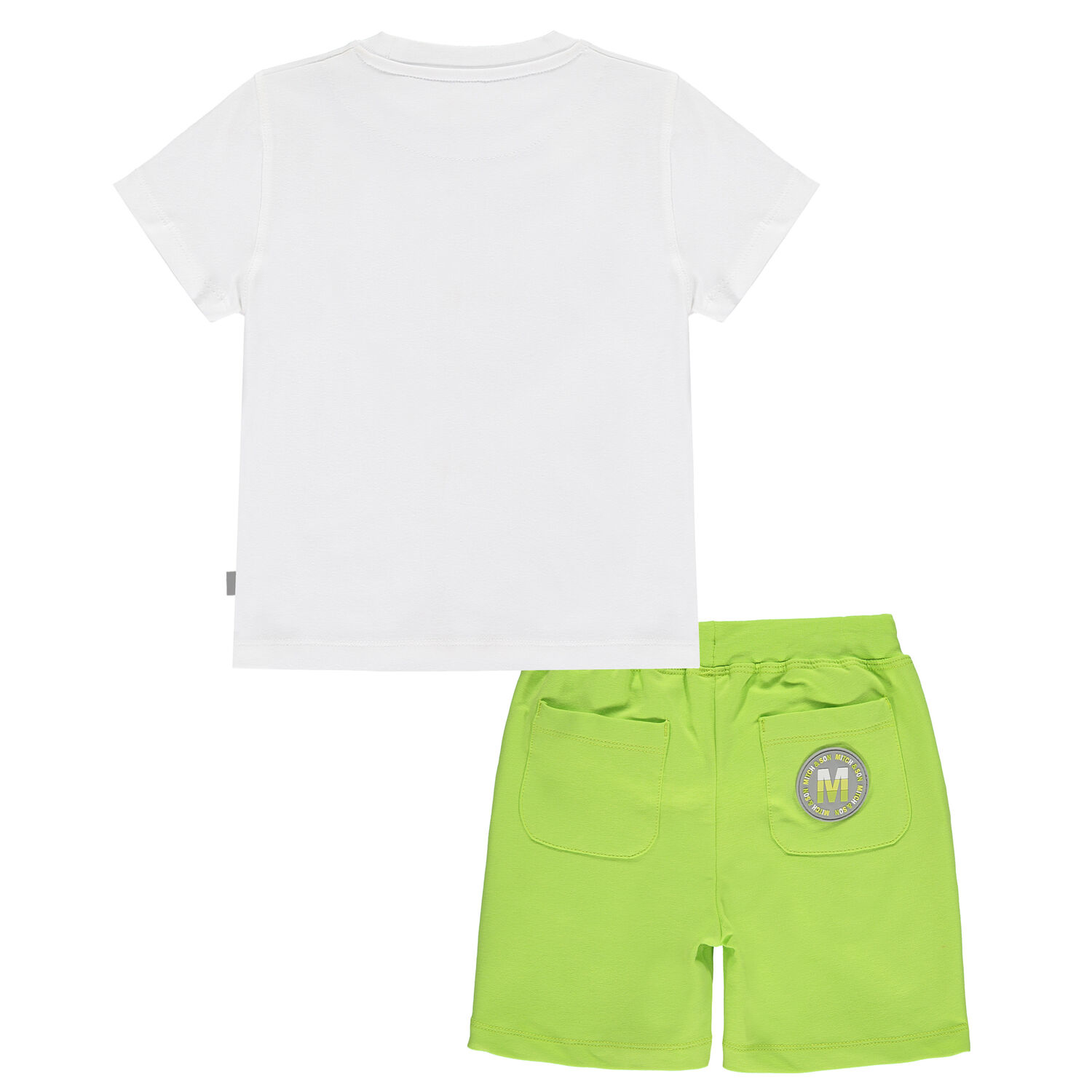 Boys White & Green Logo Shorts Set, 1, hi-res