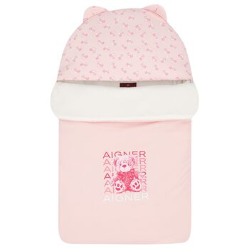 Baby Girls Pink & Ivory Teddy Bear Logo Baby Nest