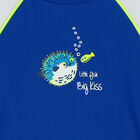 Baby Boys Blue & White Puffer Fish Long Sleeve Rash Vest, 1, hi-res
