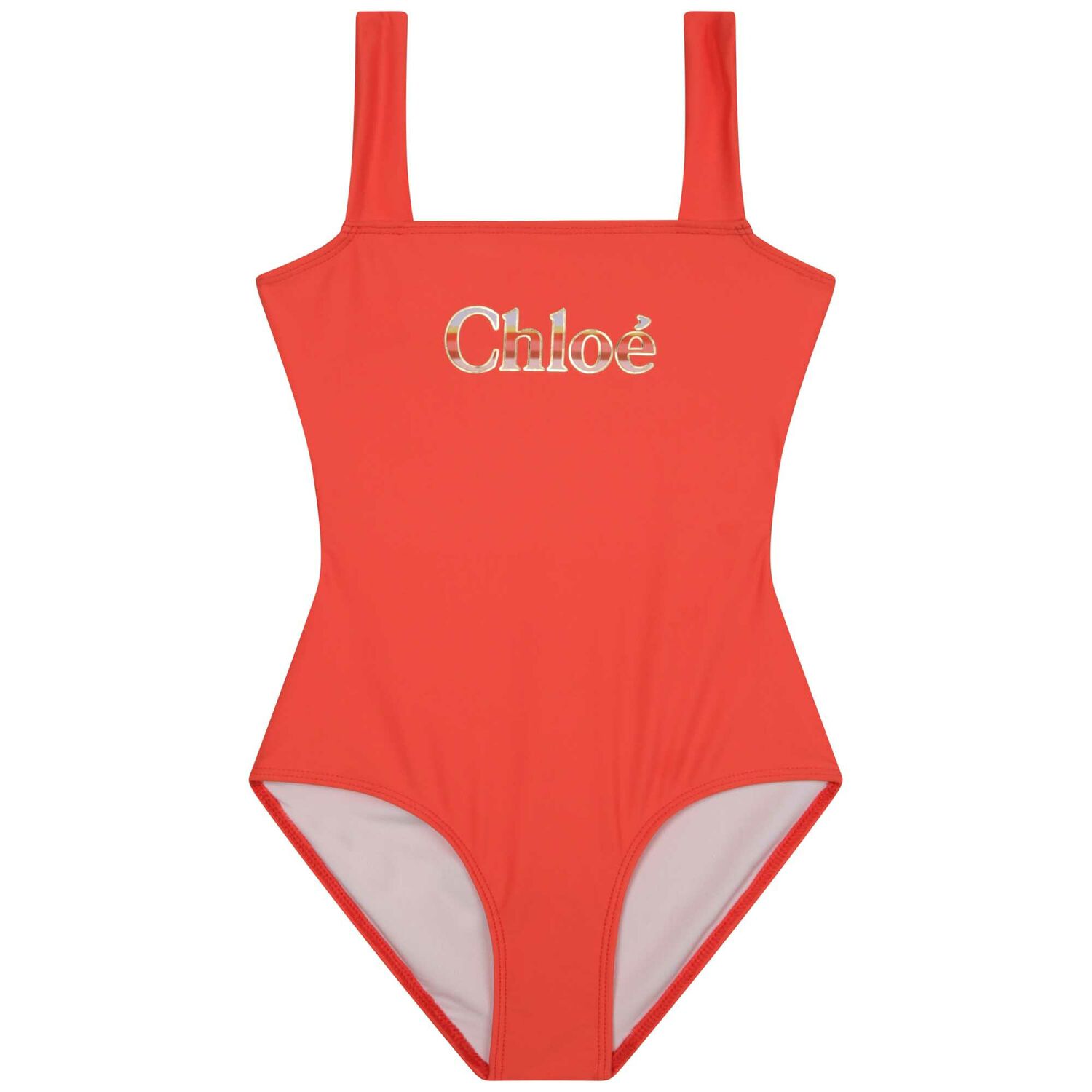Girls Orange Logo Swimsuit, 1, hi-res