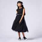 Girls Black Logo Tulle Dress, 1, hi-res
