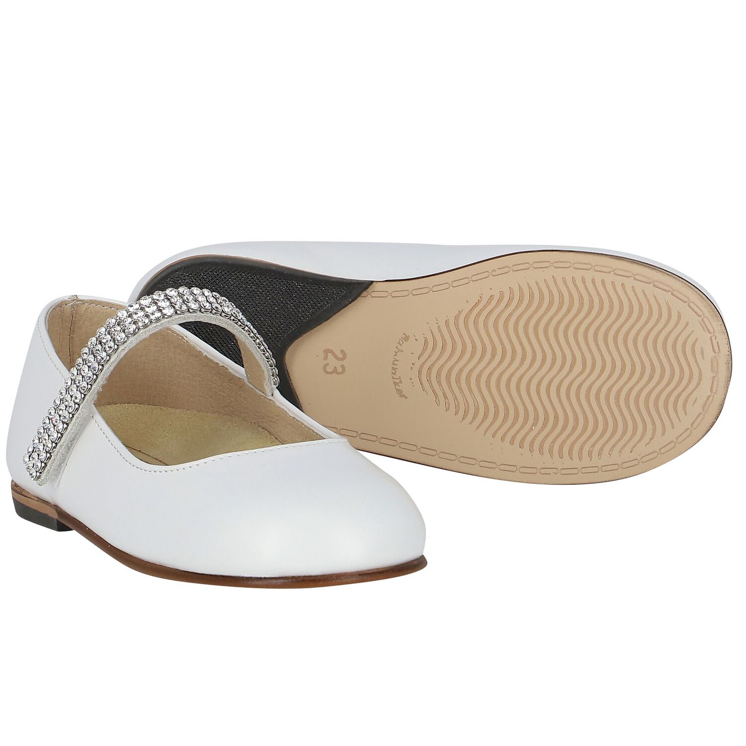 Girls White Swarovski Crystal Shoes, 5, hi-res