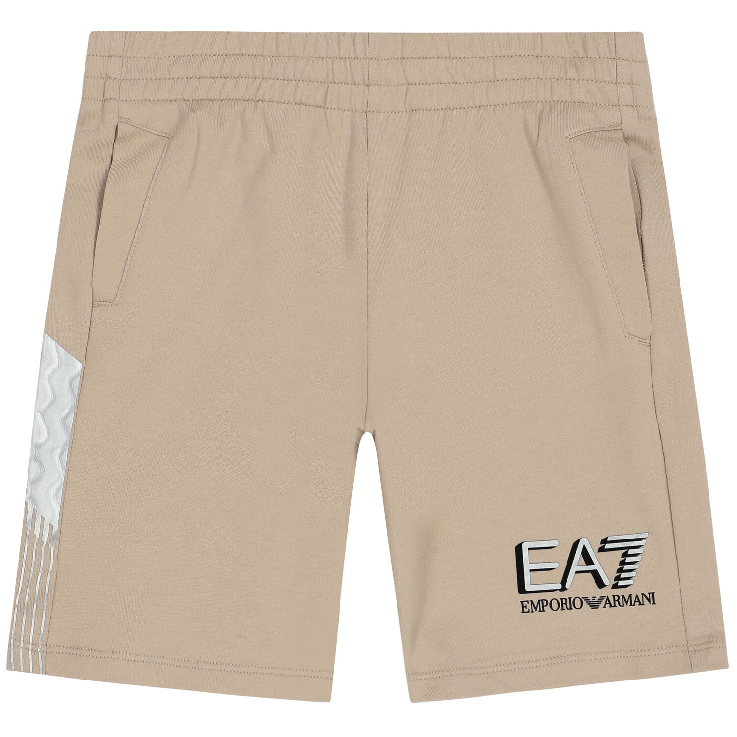 Boys Beige Logo Shorts, 3, hi-res