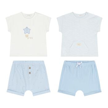 Baby Boys White & Blue Shorts Set ( 2-Pack )