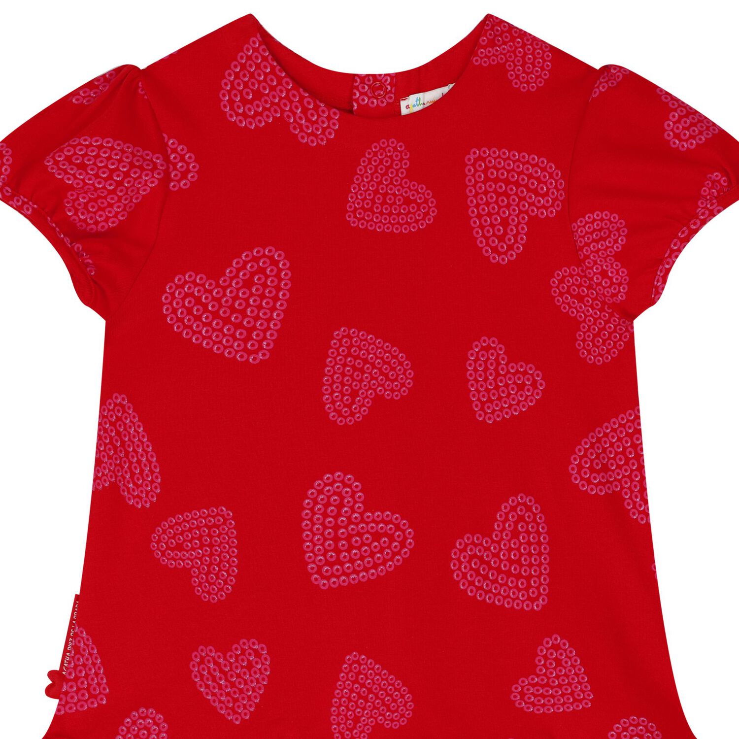 Girls Red Sequin Heart Dress, 1, hi-res