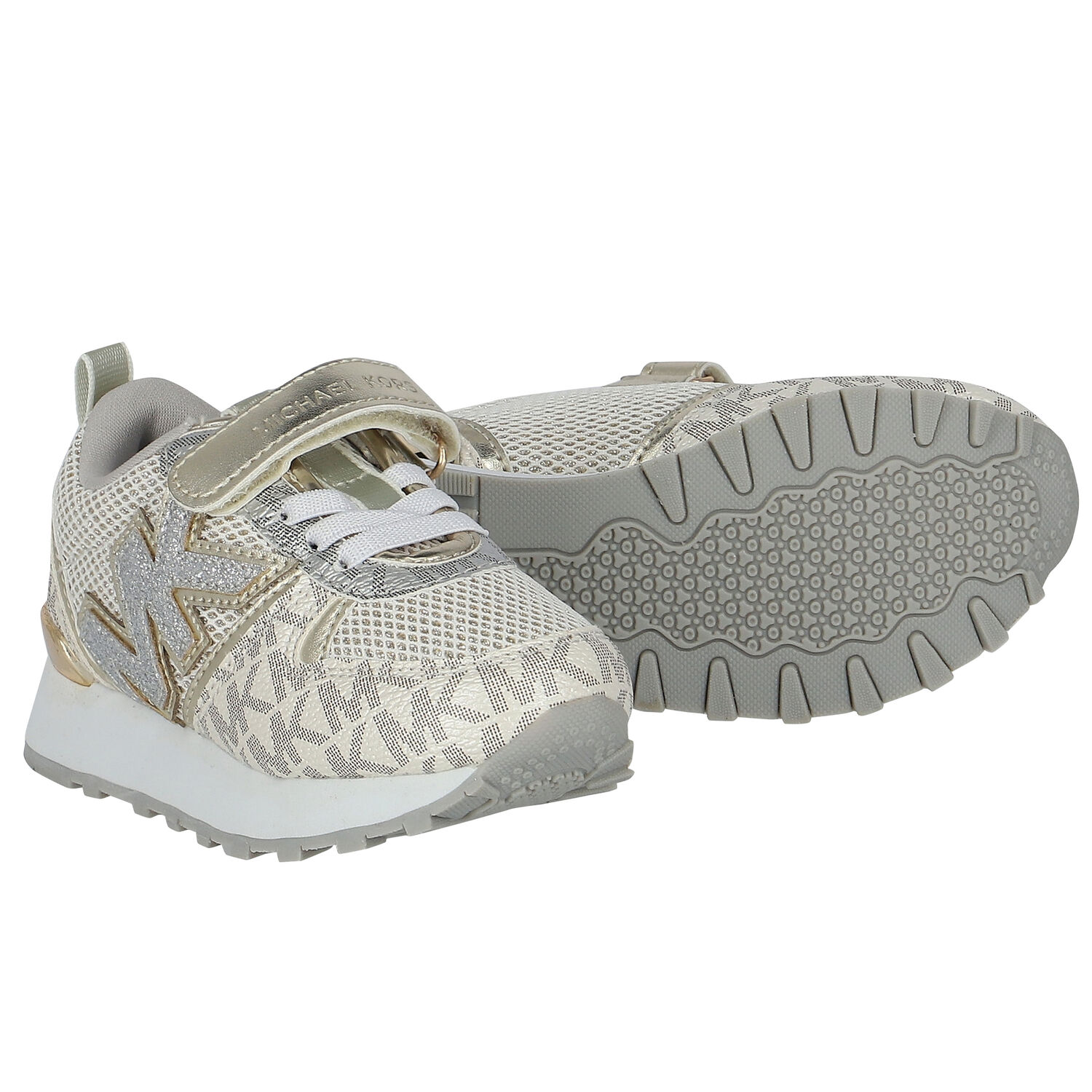 Girls Gold Logo Trainers, 1, hi-res