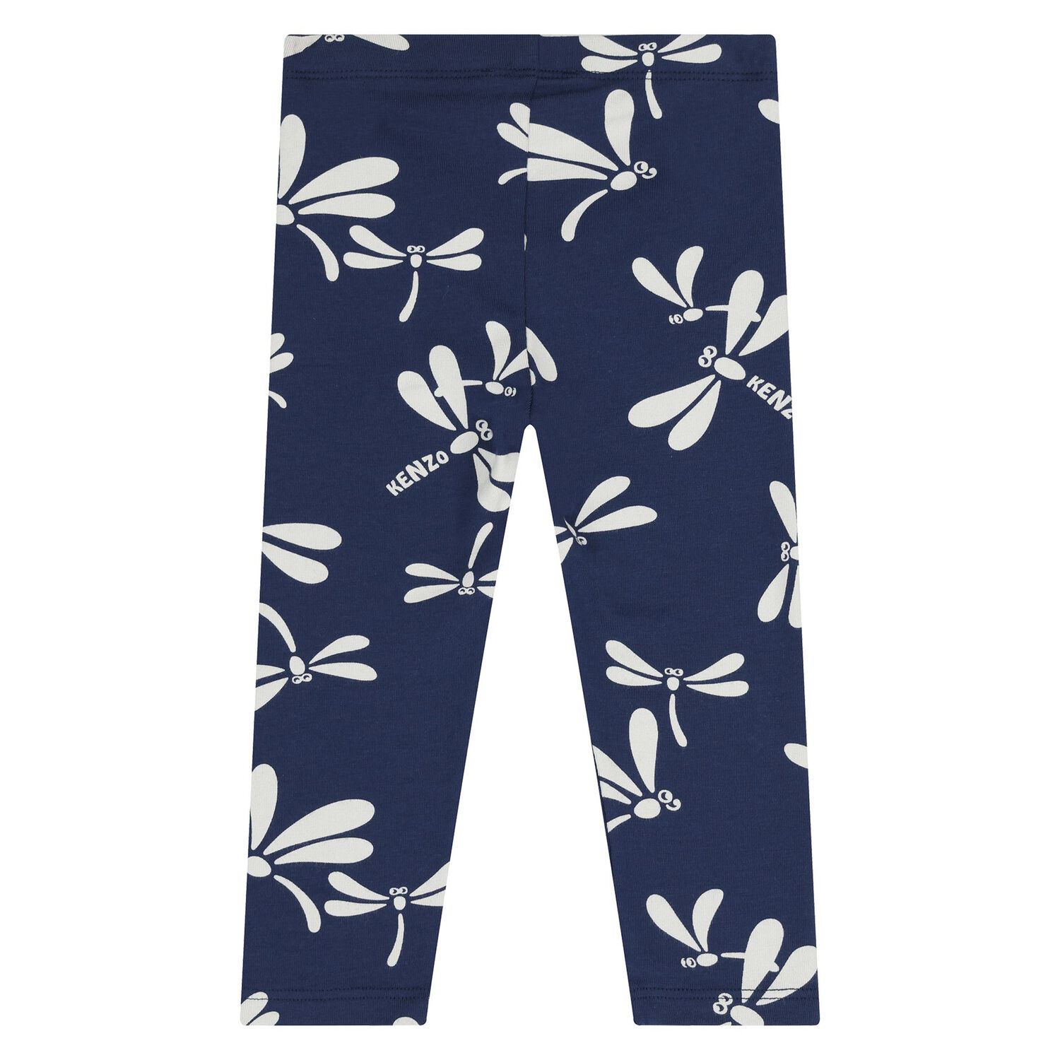 Younger Girls White & Navy Blue Dragonflies Leggings Set, 1, hi-res