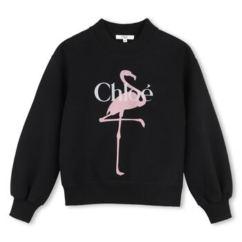 Girls Mini Me Black Flamingo Logo Sweatshirt