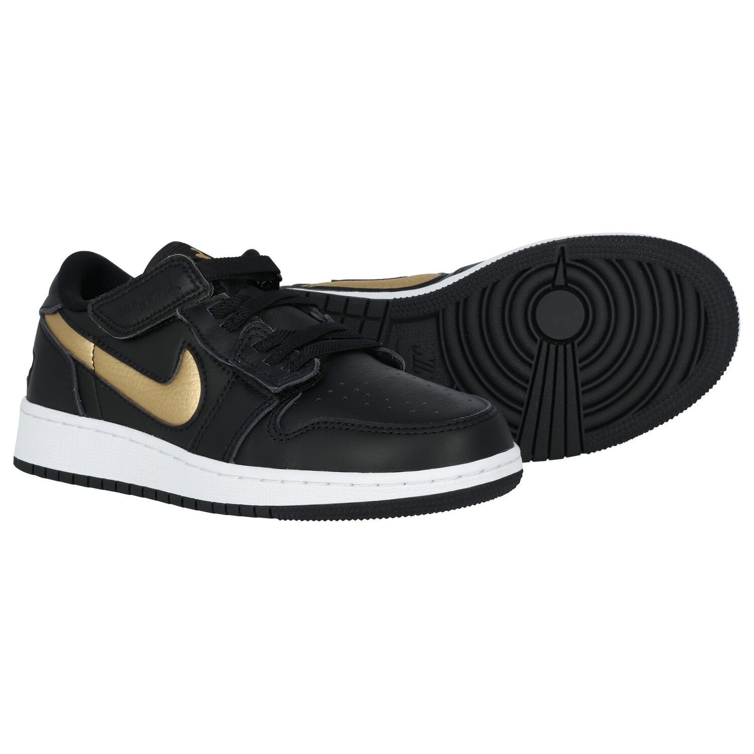 Black & Gold Air Jordan 1 Low Flyease Trainers, 1, hi-res