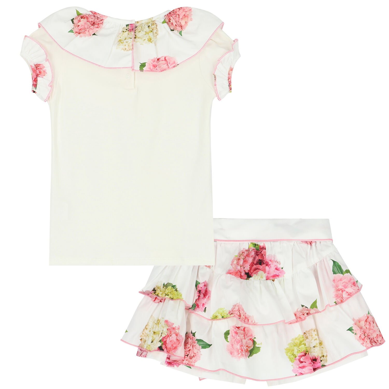 Girls White & Pink Floral Skort Set, 1, hi-res