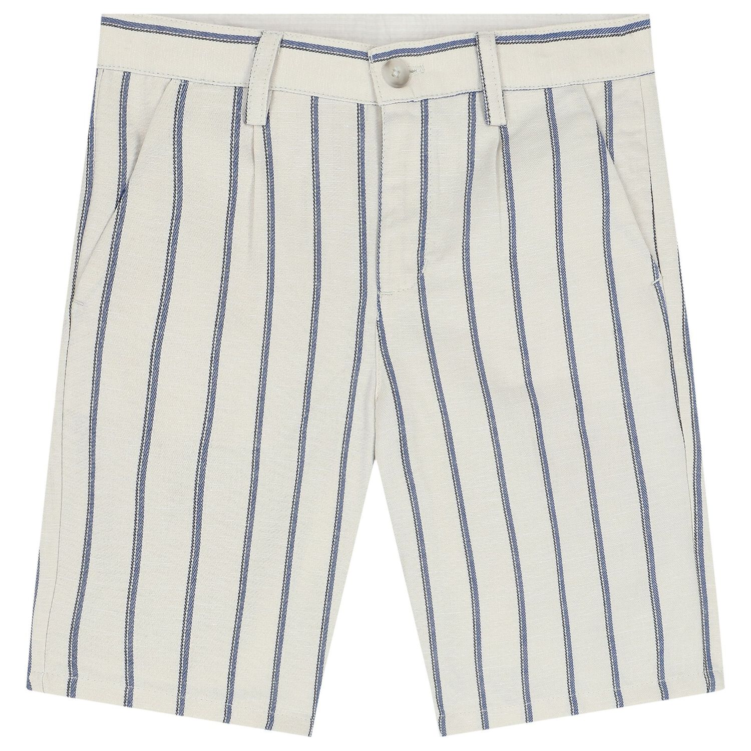 Boys Ivory & Navy Blue Striped Shorts Set, 2, hi-res image number null