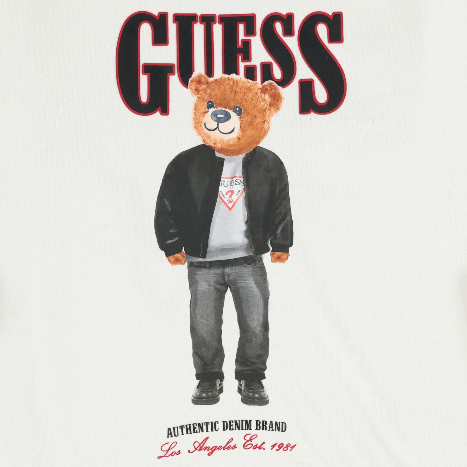 Boys White Teddy Bear Logo Sweatshirt, 2, hi-res