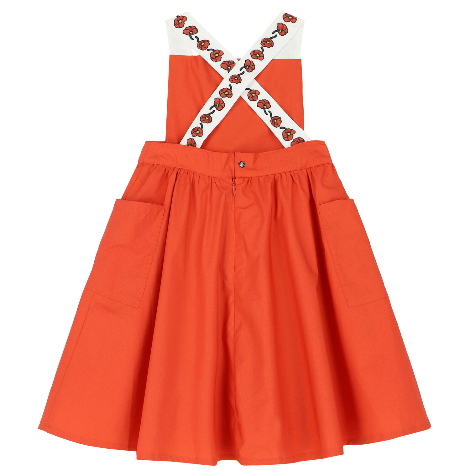 Girls Red Poppy Logo Poplin Dress, 1, hi-res
