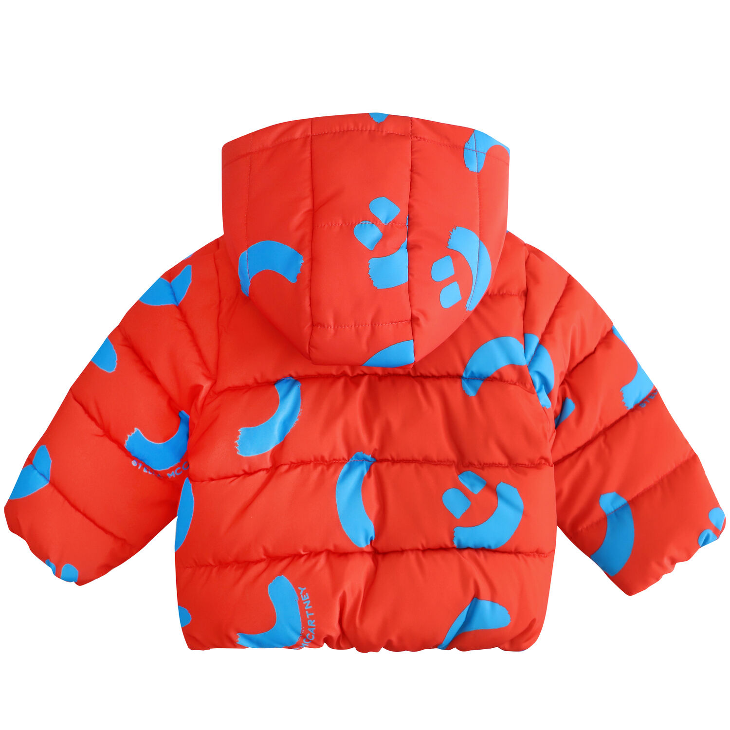 Younger Boys Red Smiley Puffer Jacket, 1, hi-res