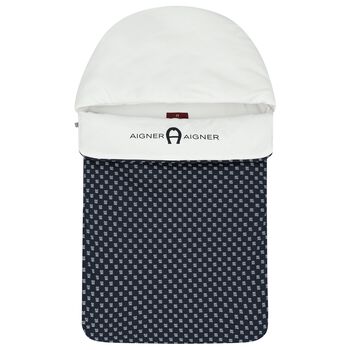 Baby Boys White & Navy Blue Logo Nest