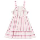 Girls White & Pink Striped Dress, 3, hi-res