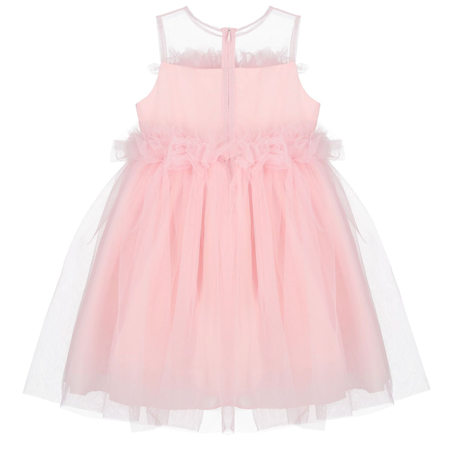 Girls Pink Tulle Special Occasion Dress, 1, hi-res