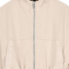 Girls Beige Logo Hooded Zip-Up Top, 2, hi-res