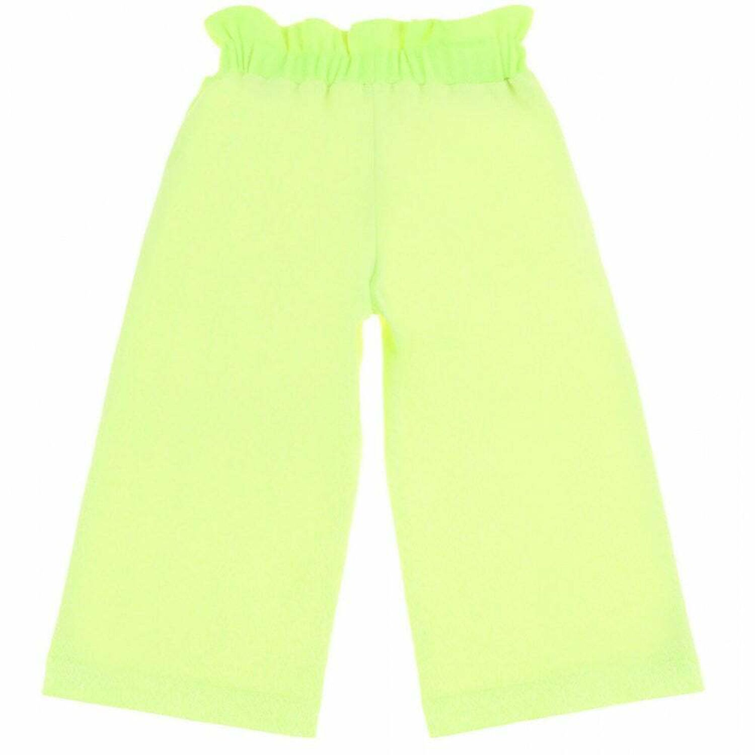 Girls Neon Yellow Wide Leg Trousers, 1, hi-res image number null