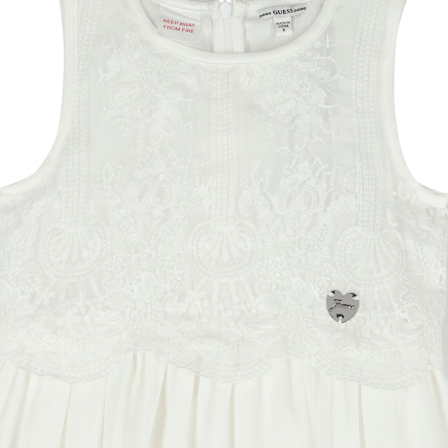 Girls White Chiffon Dress, 1, hi-res