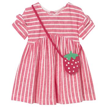 Younger Girls White & Pink Heart Dress & Bag Set