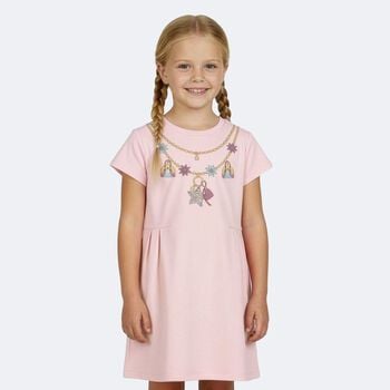 Girls Pink Necklace Logo Dress