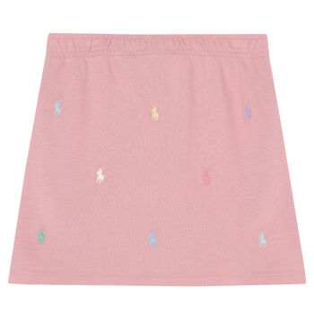 Girls Pink Logo Pique Skirt