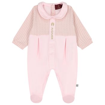 Baby Girls Pink Logo Babygrow