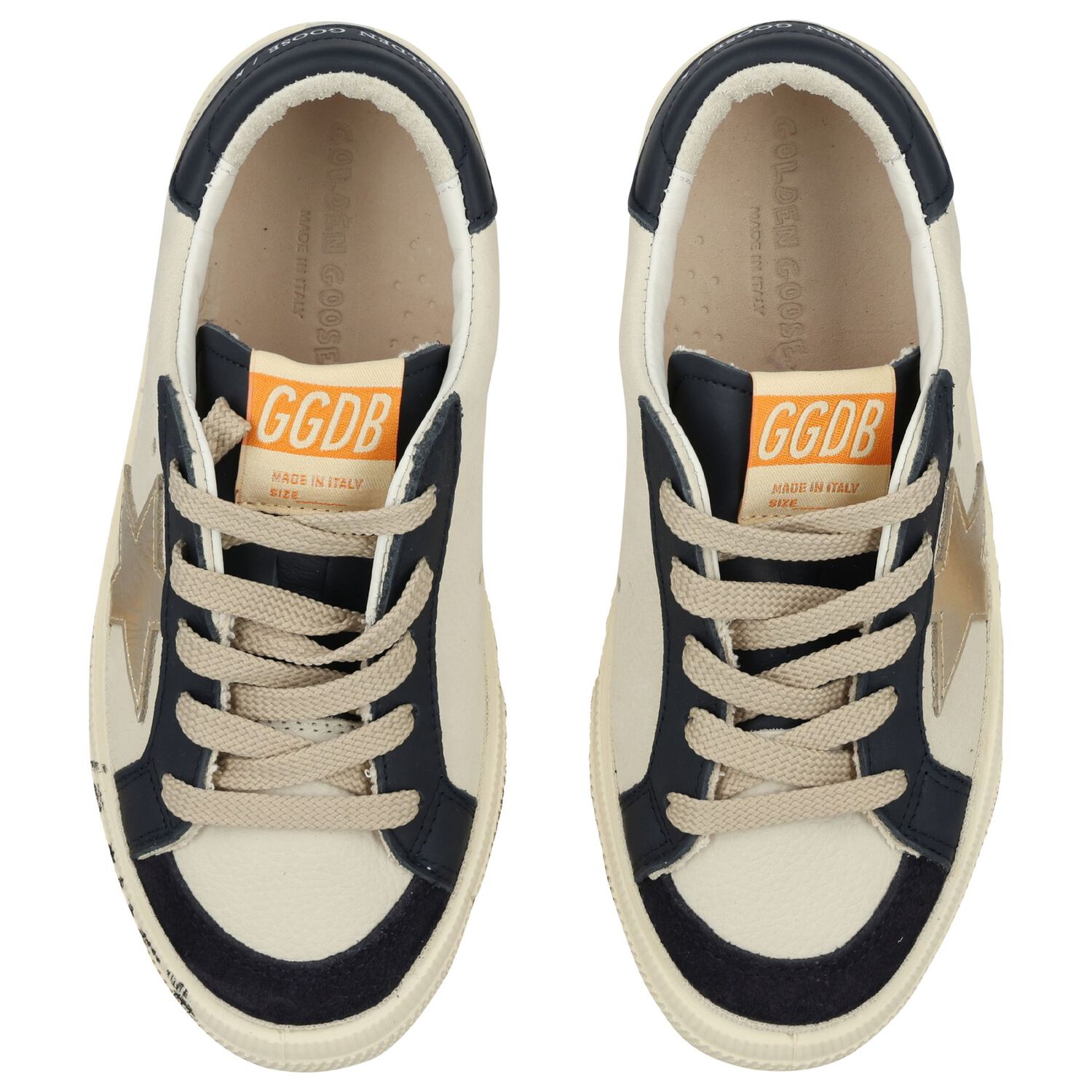 Ivory & Blue Logo Trainers, 1, hi-res