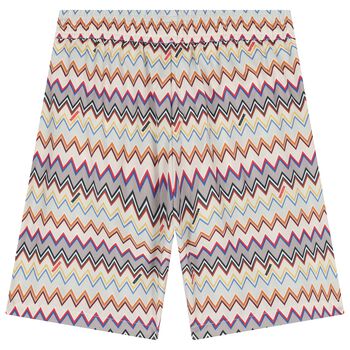 Boys Beige Zigzag Swim Shorts
