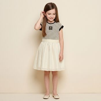Girls Black & Gold Logo Dress