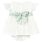 Baby Girls Ivory & Green Flower Dress Set, 1, hi-res
